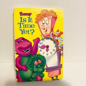 Barney Board Book Vintage 2001 Is it Time Yet Clock Y2K Baby Bop